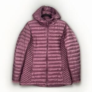 Duluth Trading Hooded Down Jacket Coat Wmns Sz L Purple Pertex Duck Lightweight